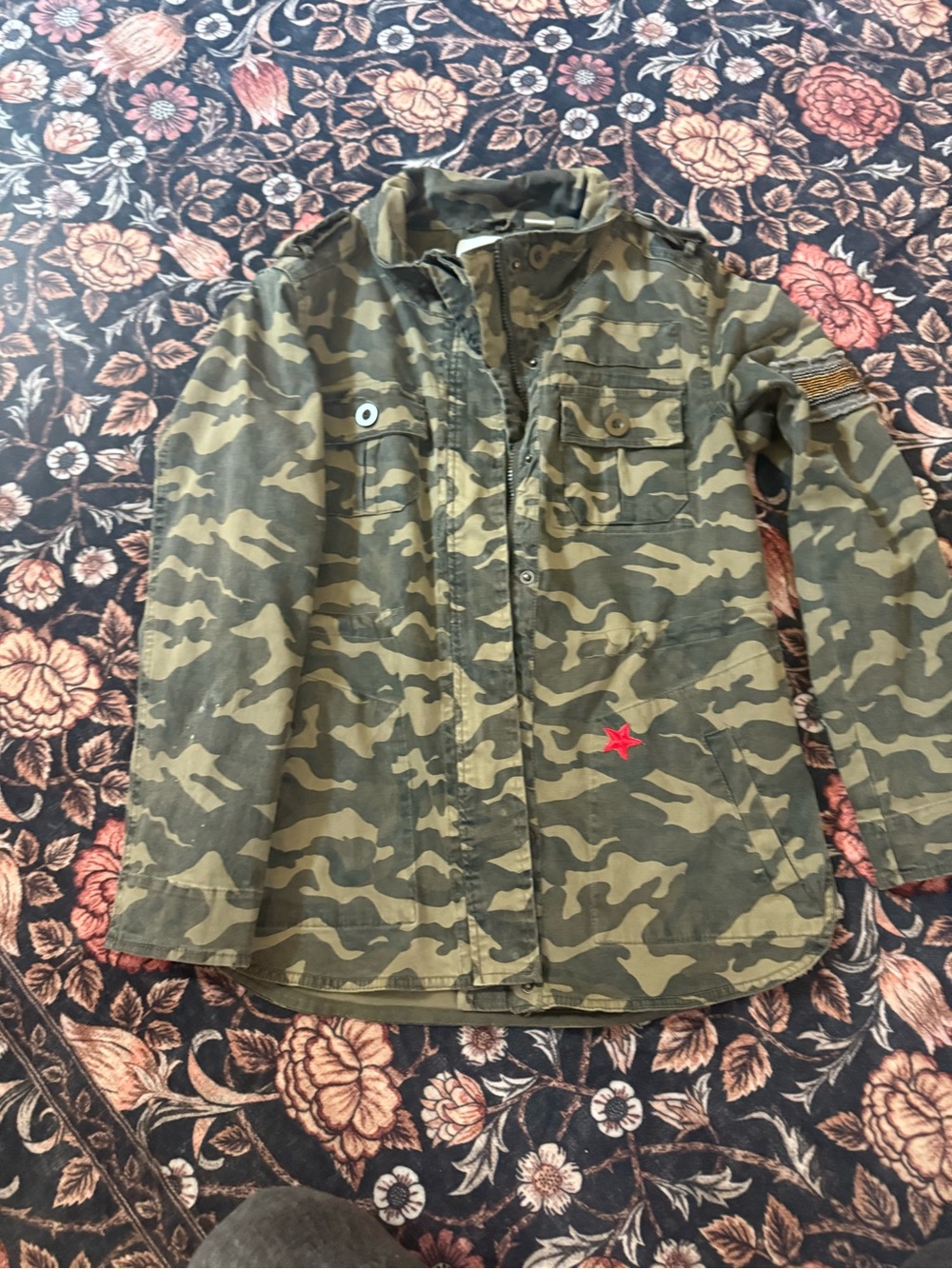 Kersh Kids Camo Utility Jean Jacket in Olive and Khaki
